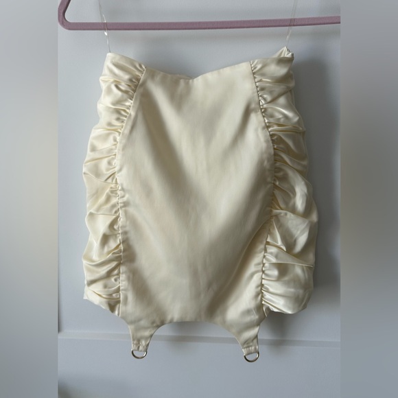 Oh Polly Cream Satin Corset Set, Top & Skirt, Lingerie Style US 2 - Picture 9 of 11